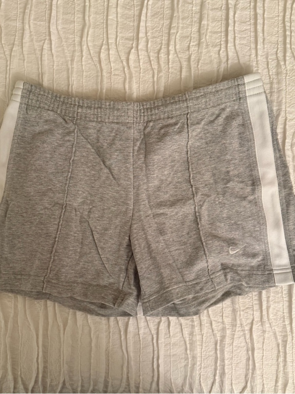 Nike Women's Heather Gray Athletic Shorts with White Side Stripes